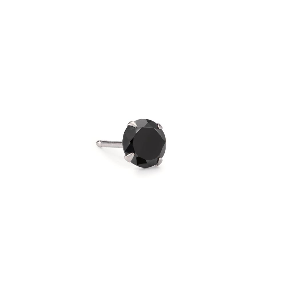 Ohrstecker 1 Stk Silber Zirkonia schwarz Ø7 mm-603508