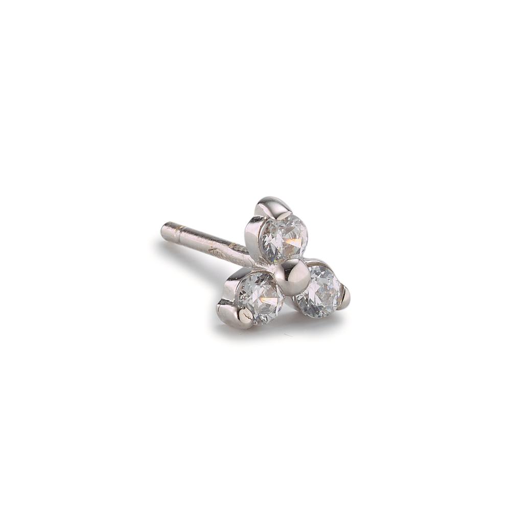 Clous d'oreille à l'unité Or blanc 18K Zircone 3 Pierres Ø5.2 mm-603533
