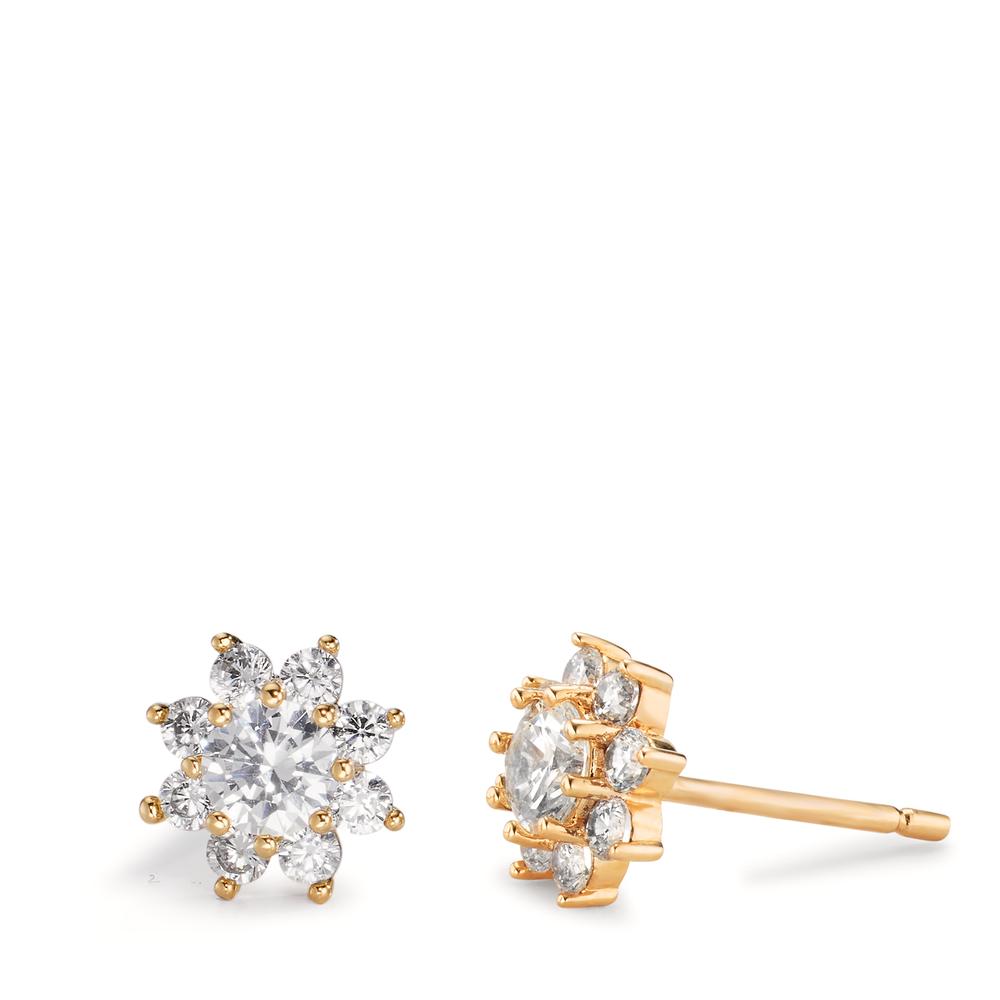 Clous d'oreilles Bronze Zircone 18 Pierres Plaqué or Fleur Ø8.5 mm-603547