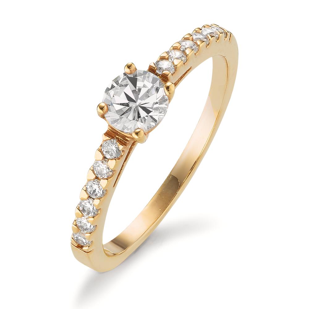 Bague Bronze Zircone 13 Pierres, 4.5 mm jaune Plaqué or-603555