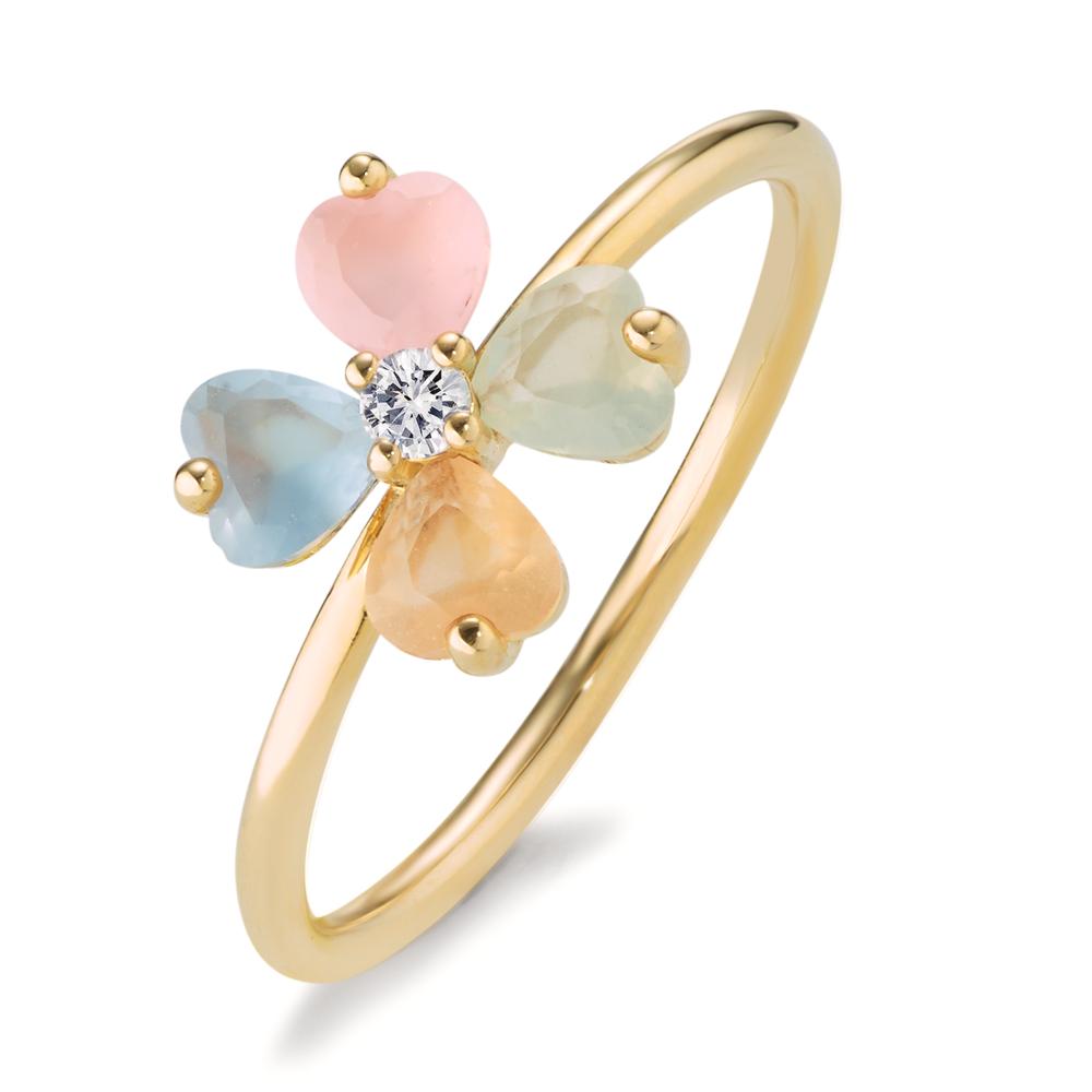 Bague Bronze Zircone coloré, 5 Pierres Fleur Ø8.5 mm-603556