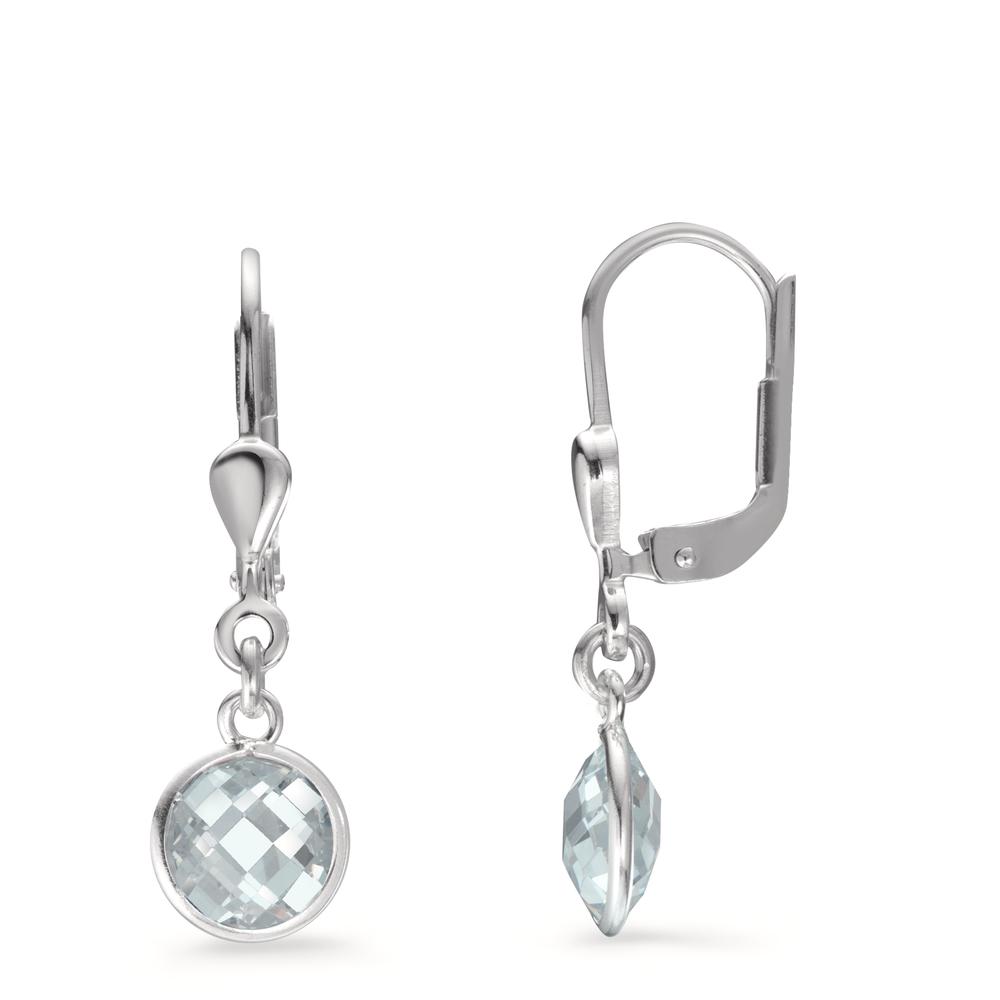 Pendant d'oreilles Argent Zircone blanc, 2 Pierres Ø6 mm-603563