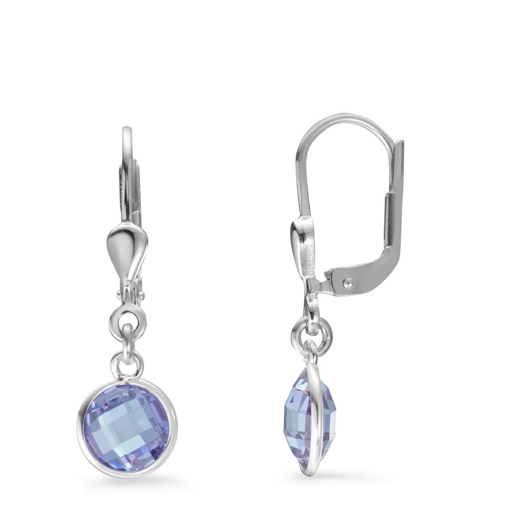 Pendant d'oreilles Argent Zircone pourpre, 2 Pierres Ø6 mm-603565