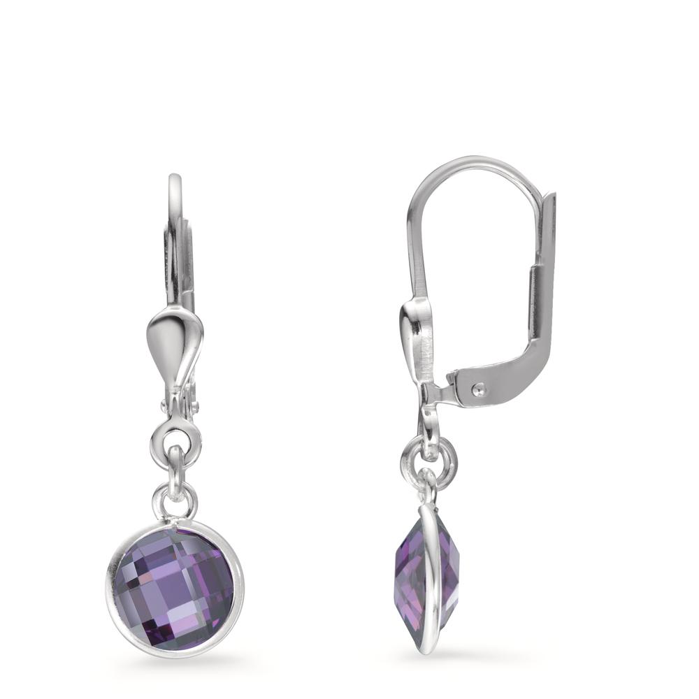 Pendant d'oreilles Argent Zircone violet, 2 Pierres Ø6 mm-603566