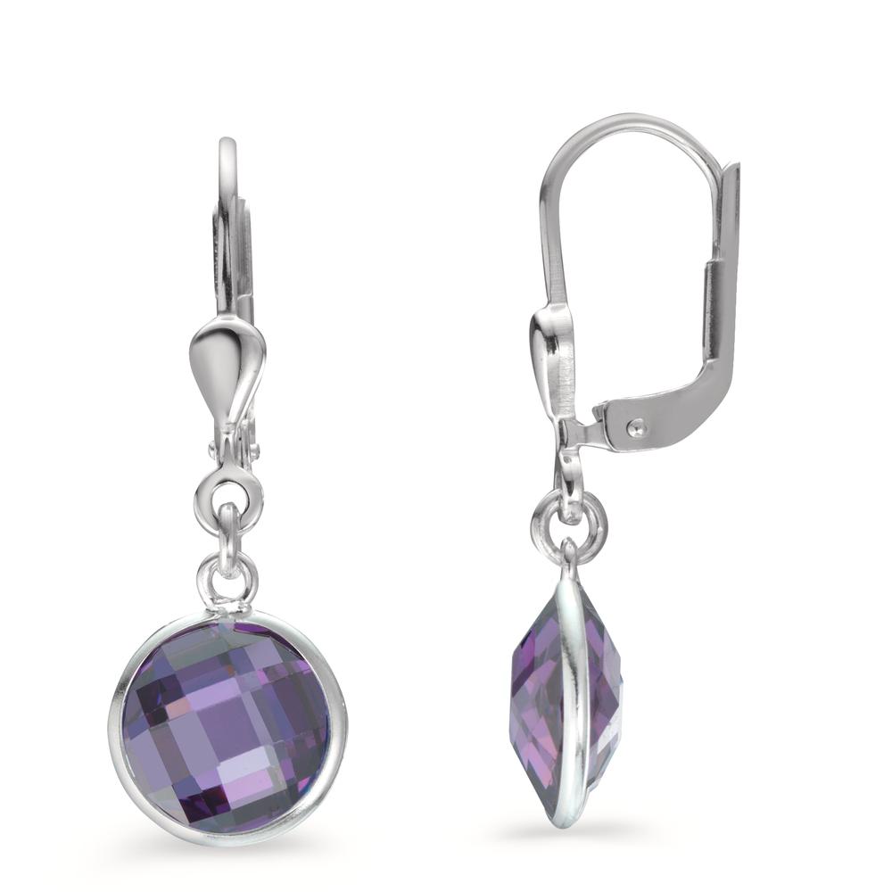 Pendant d'oreilles Argent Zircone violet, 2 Pierres Ø8 mm-603570
