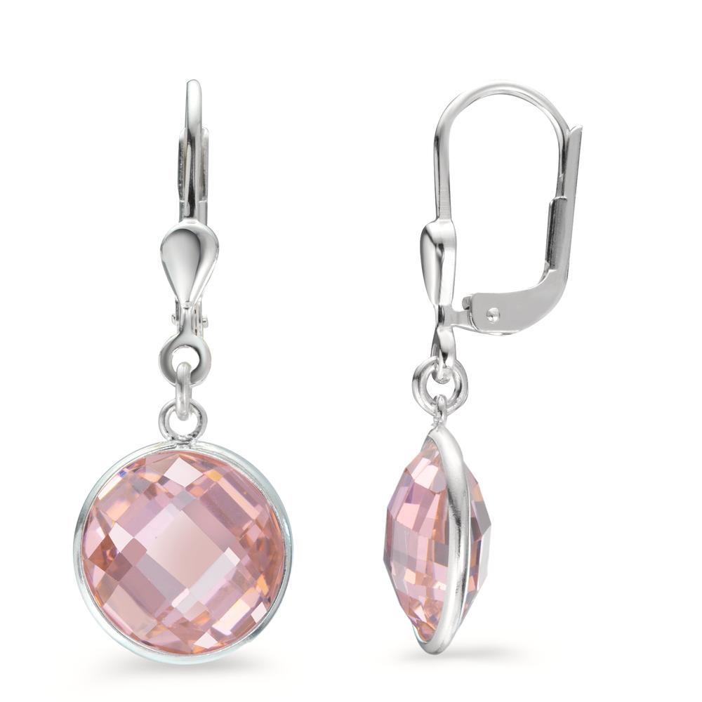 Pendant d'oreilles Argent Zircone rose Ø10 mm-603572