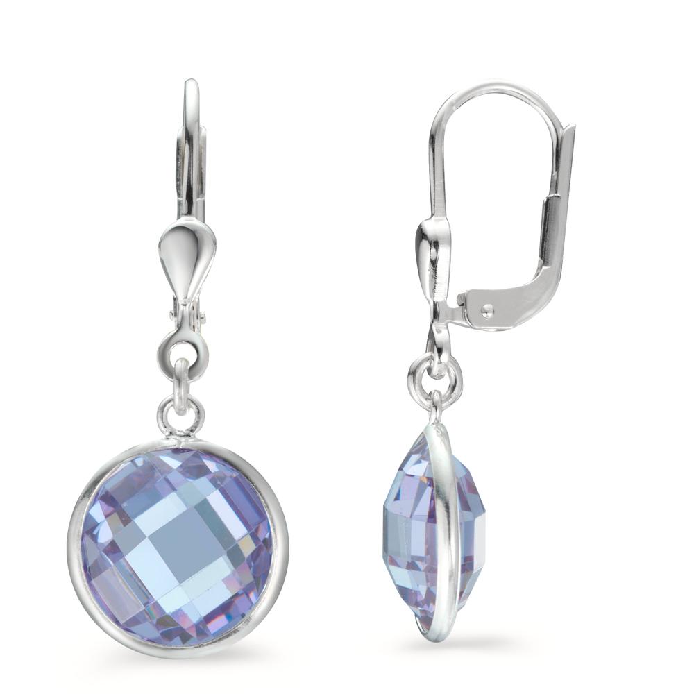 Pendant d'oreilles Argent Zircone pourpre, 2 Pierres Ø10 mm-603573
