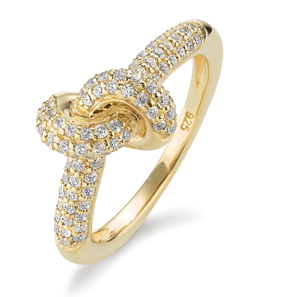 Bague Argent Zircone jaune Plaqué or Nœud-603643