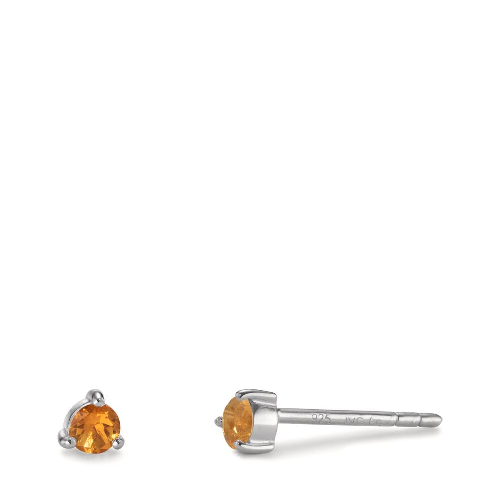 Clous d'oreilles Argent Citrine 2 Pierres Rhodié Ø3.5 mm-603659
