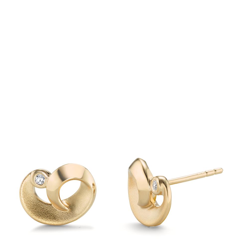 Clous d'oreilles Argent Zircone 2 Pierres jaune Plaqué or Ø11.5 mm-603660