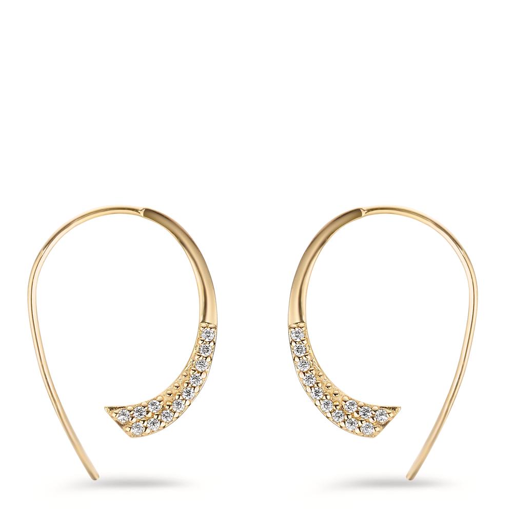 Boucles d'oreilles Argent Zircone blanc, 24 Pierres jaune Plaqué or-603709
