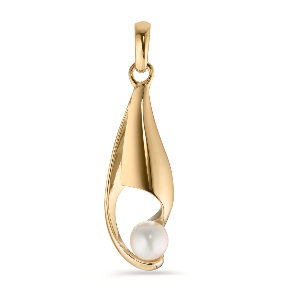 Pendentif Argent jaune Plaqué or perle d'eau douce blanc, 5 mm-603728