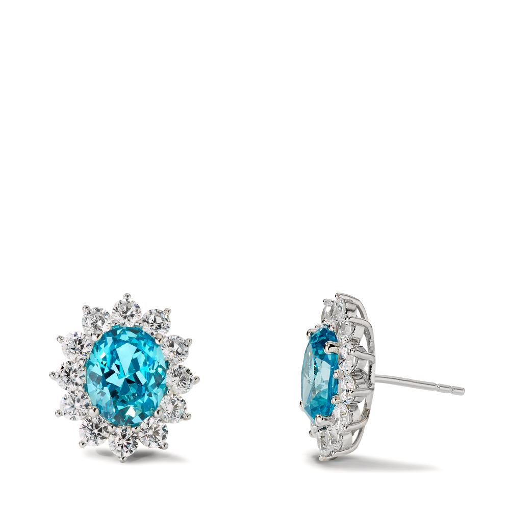 Clous d'oreilles Argent Zircone 26 Pierres Rhodié Ø17 mm-603735