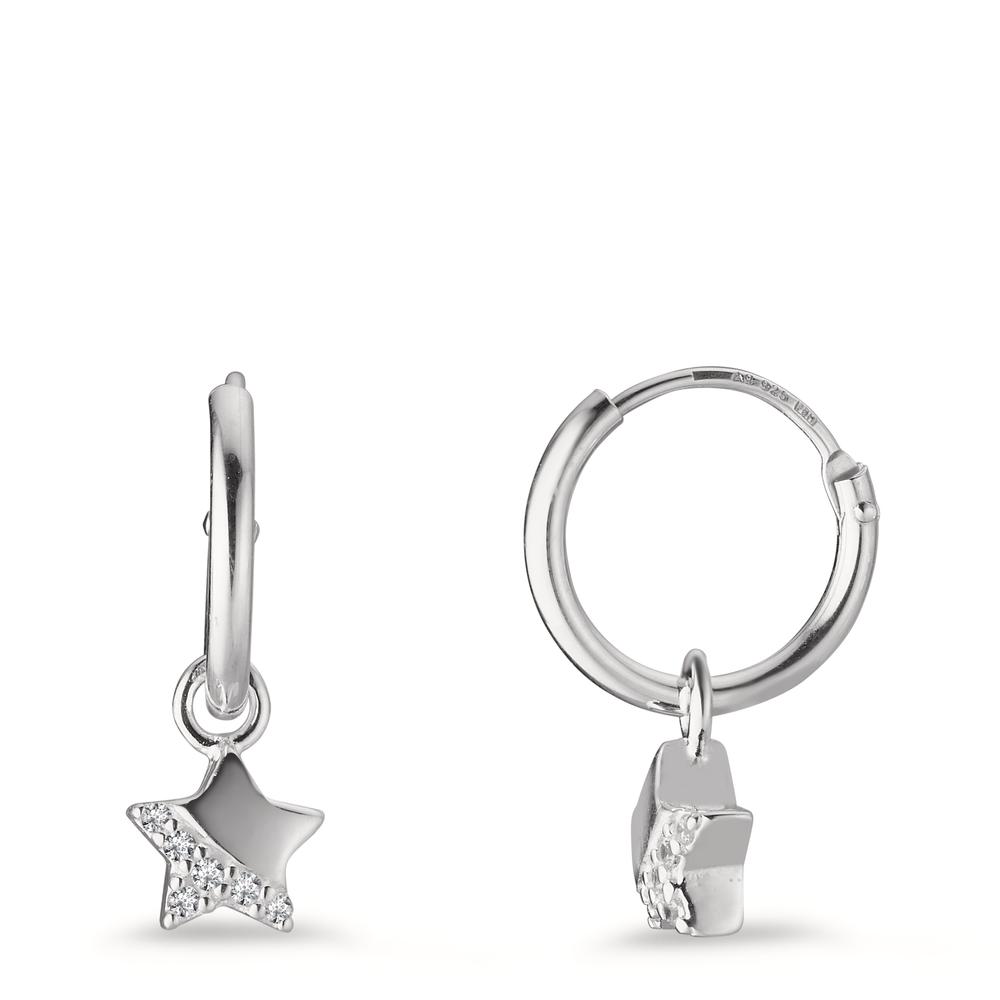 Créoles avec pendentif Argent Zircone 12 Pierres Étoile Ø5.5 mm-603779
