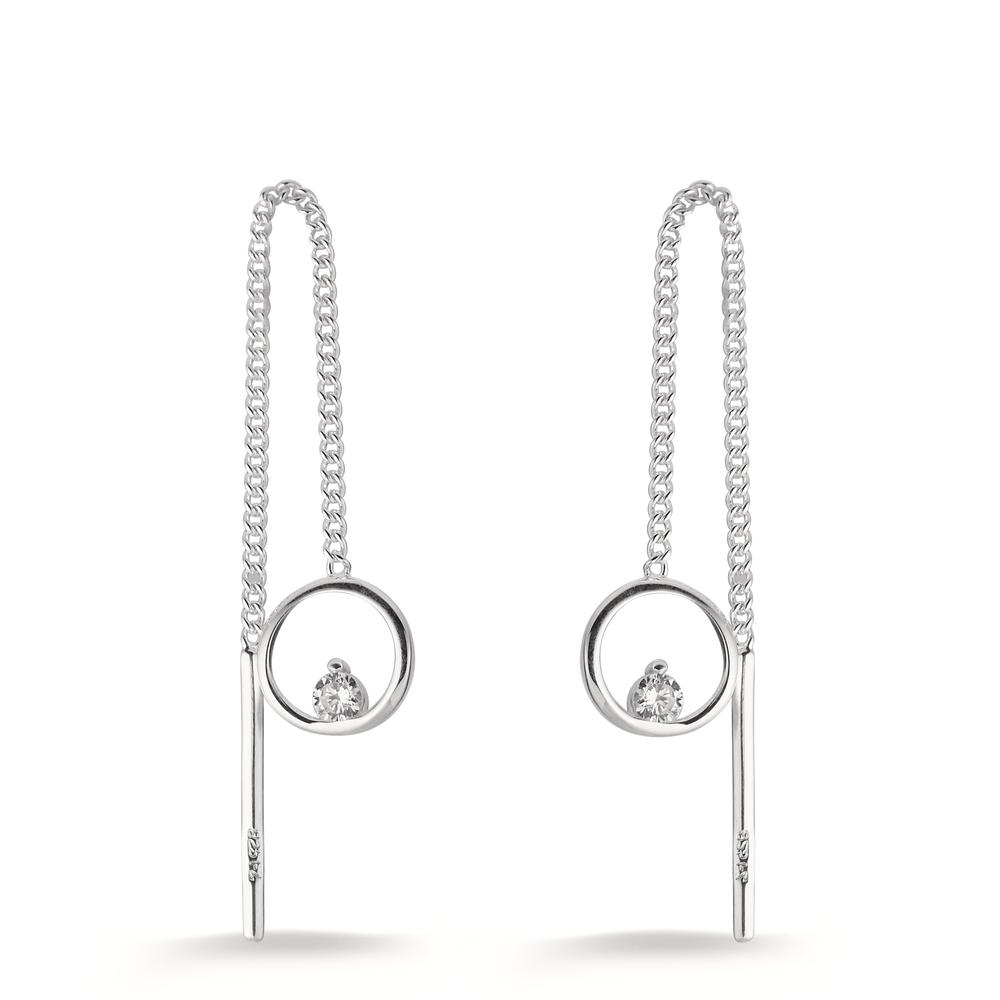 Boucles d'oreilles pendantes Argent Zircone 2 Pierres Ø7 mm-603787