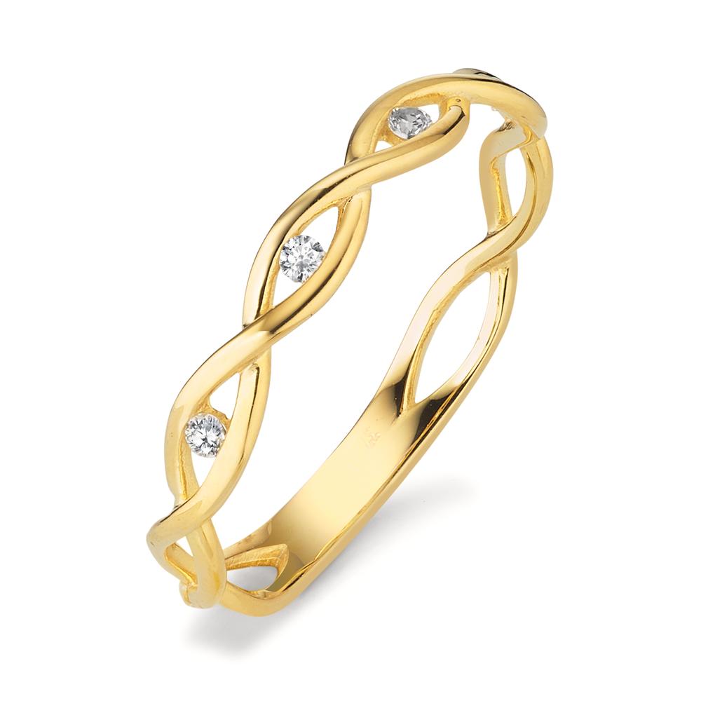 Bague Or jaune 9K Zircone 4 Pierres-603799