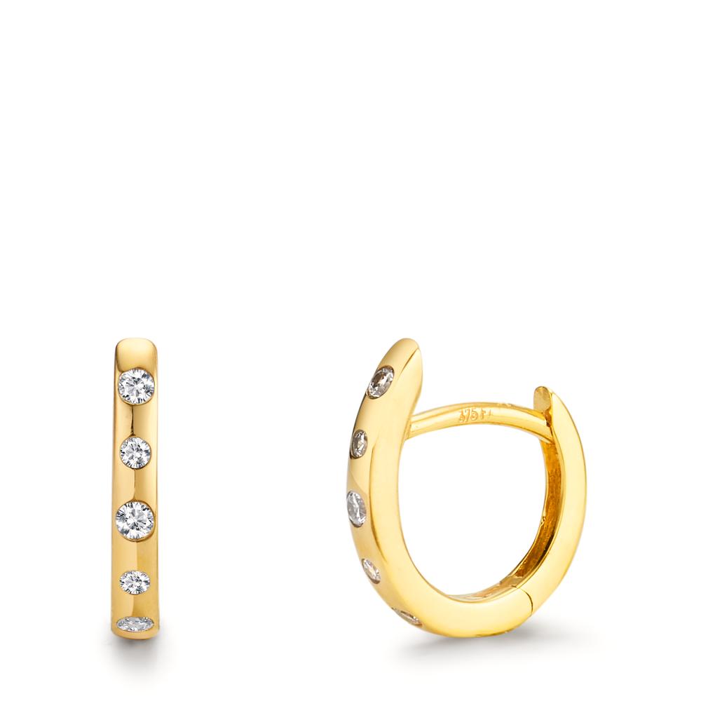 Créoles à charnières Or jaune 9K Zircone 10 Pierres-603806