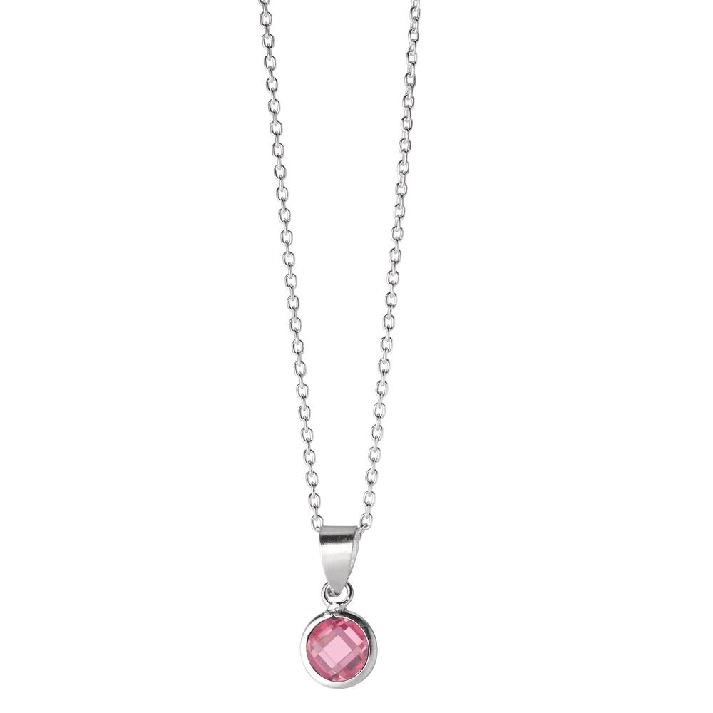 Chaînette avec pendentif Argent Zircone rose 40-42 cm Ø6 mm-604145