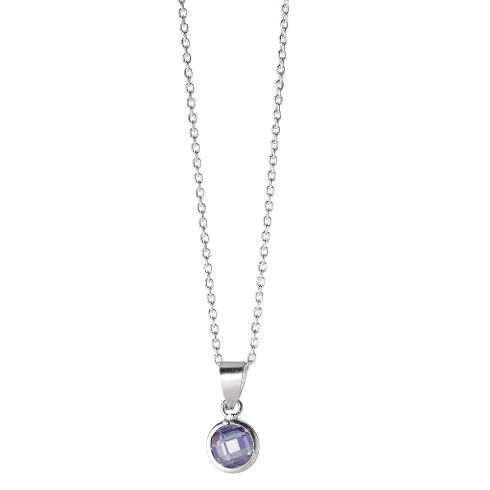 Chaînette avec pendentif Argent Zircone pourpre 40-42 cm Ø6 mm-604146