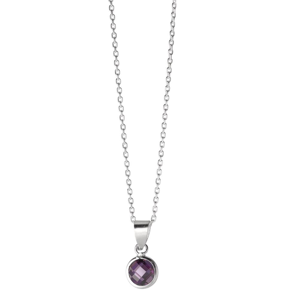 Chaînette avec pendentif Argent Zircone violet 40-42 cm Ø6 mm-604147