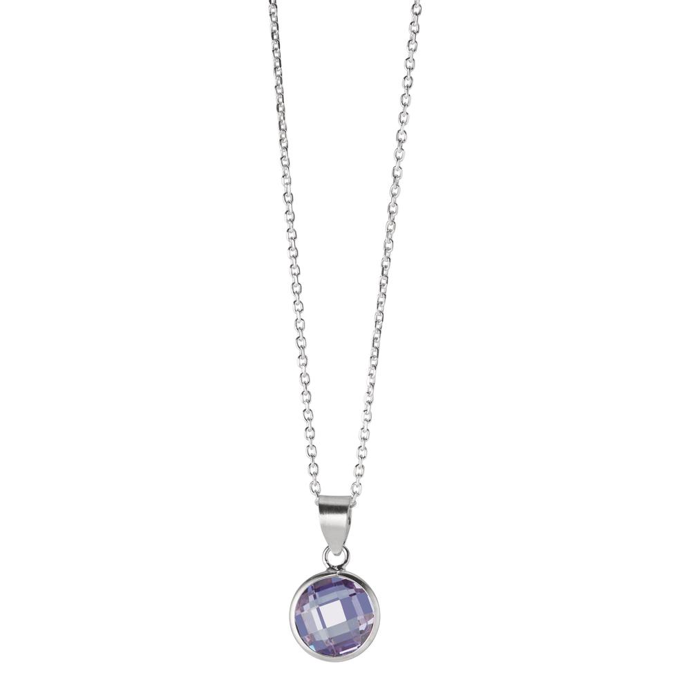 Chaînette avec pendentif Argent Zircone pourpre 40-42 cm Ø8 mm-604150