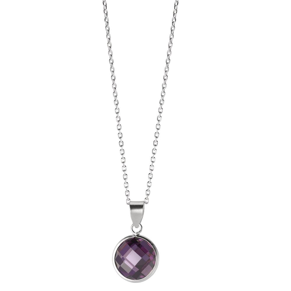 Chaînette avec pendentif Argent Zircone violet 40-42 cm Ø10 mm-604155