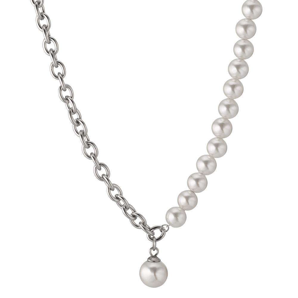 Collier Acier inoxydable [shining Pearls] blanc, 35 Perles, 6 mm 45-50 cm-604161