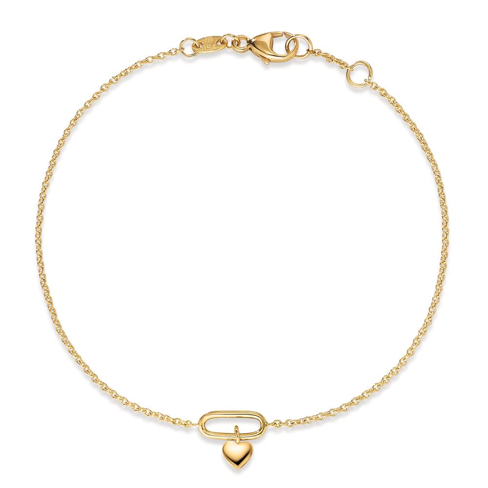 Bracelet Or jaune 18K Coeur 17-18 cm-604162