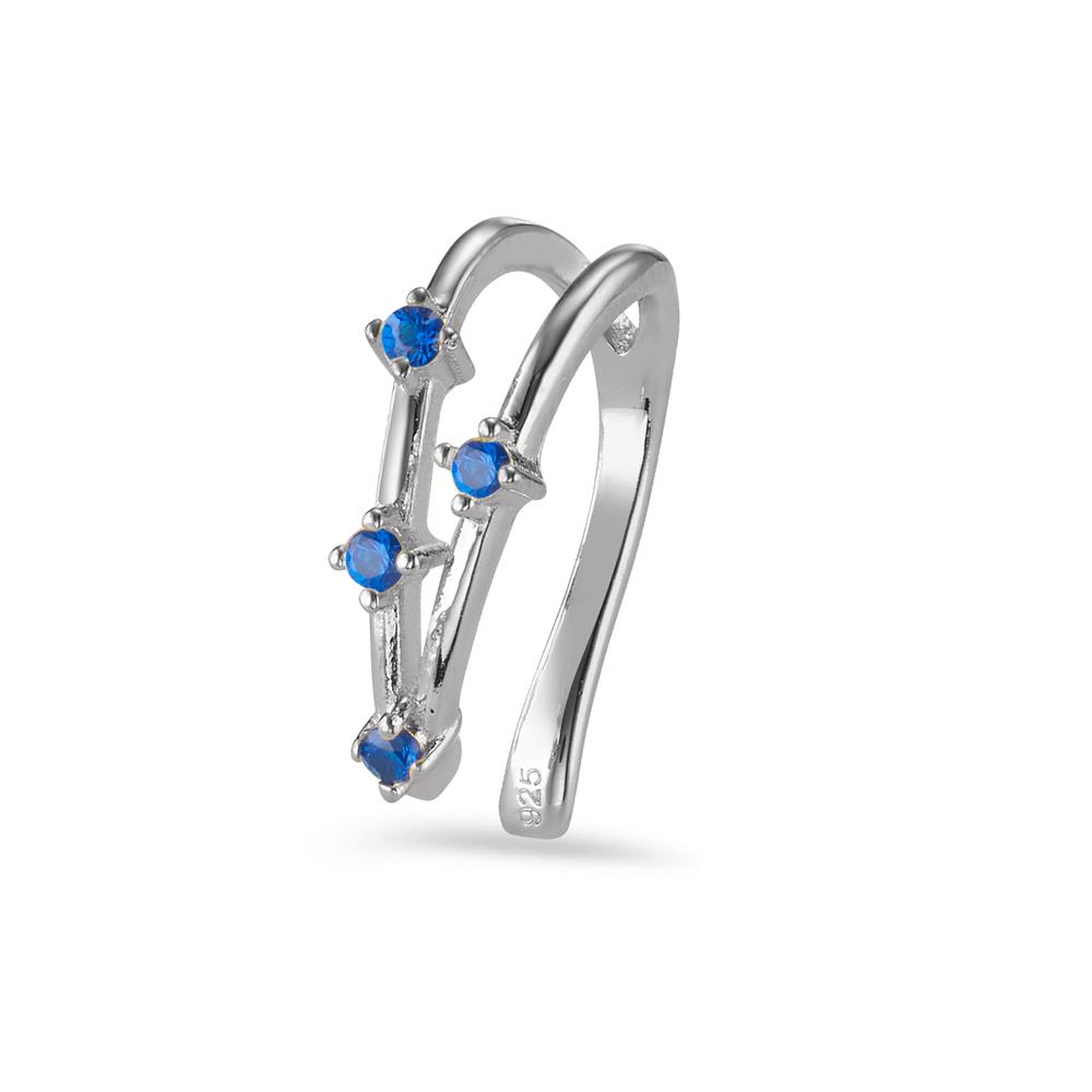 Ear cuff Argent Zircone bleu, 4 Pierres Rhodié Ø10 mm-604184