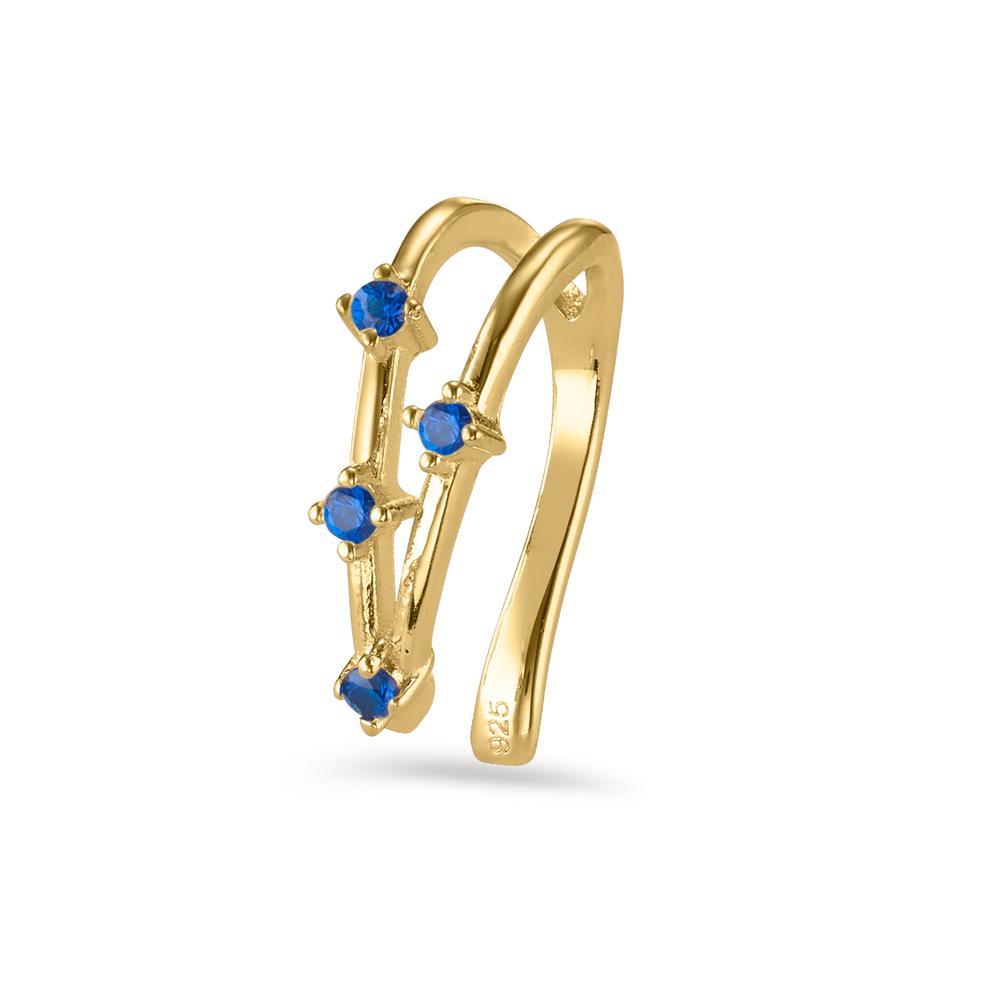 Ear cuff Argent Zircone bleu, 4 Pierres jaune Plaqué or Ø10 mm-604186
