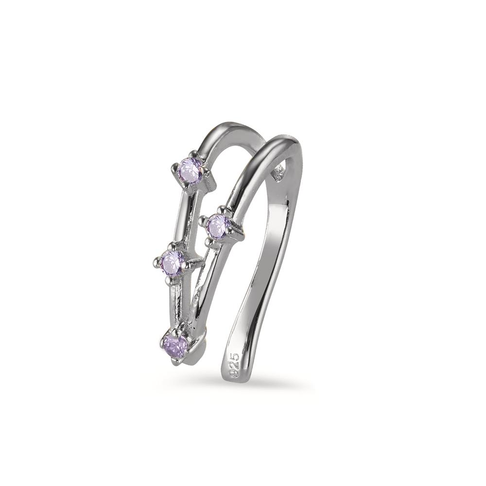 Ear cuff Argent Zircone pourpre, 4 Pierres Rhodié Ø10 mm-604200