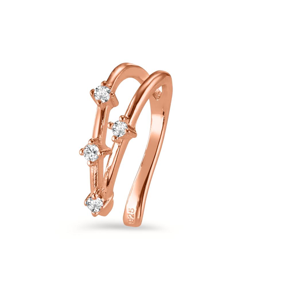 Ear cuff Argent Zircone 4 Pierres rosé Plaqué or Ø10 mm-604204