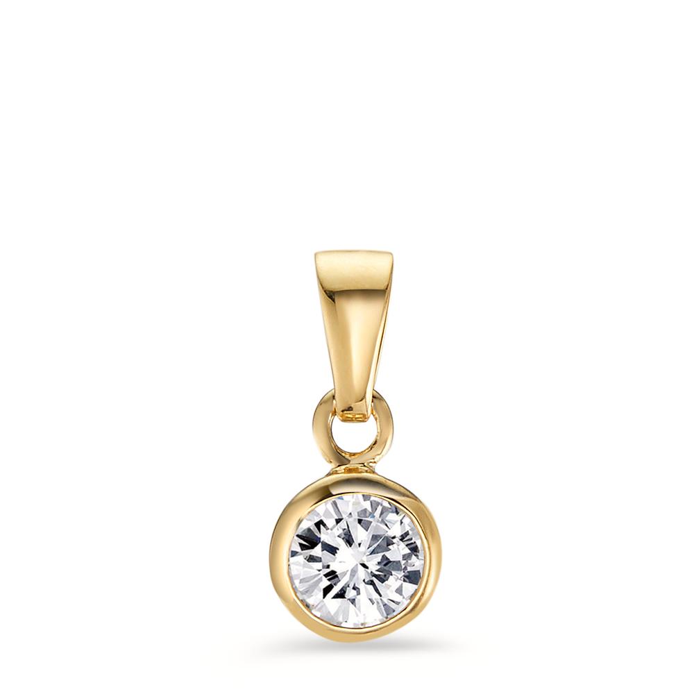 Pendentif Argent Zircone jaune Plaqué or Ø6 mm-604226