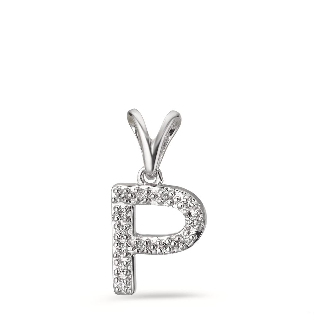 Pendentif Or blanc 9K Diamant 0.052 ct, 13 Pierres, w-pi2-604321