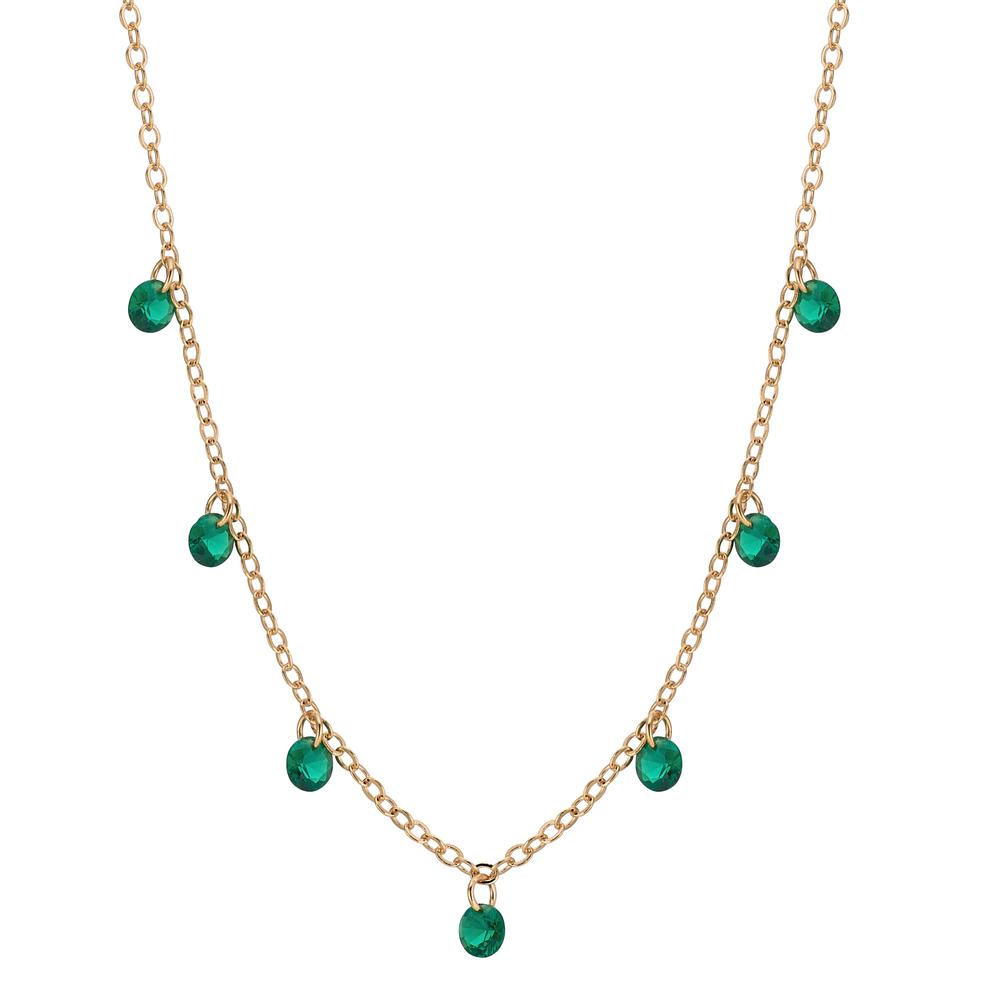 Collier Bronze Zircone vert, 7 Pierres Plaqué or 40-45 cm-604352