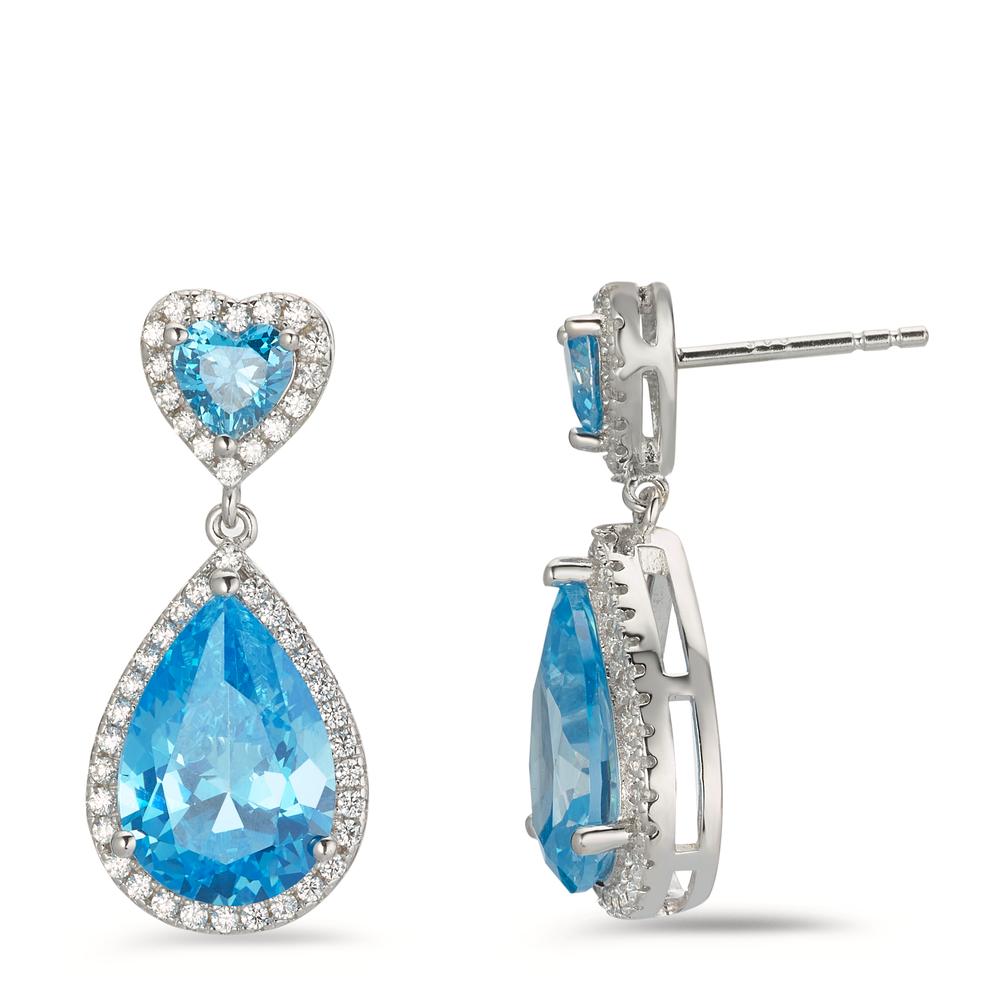 Pendant d'oreilles Argent Zircone Rhodié Coeur-604429