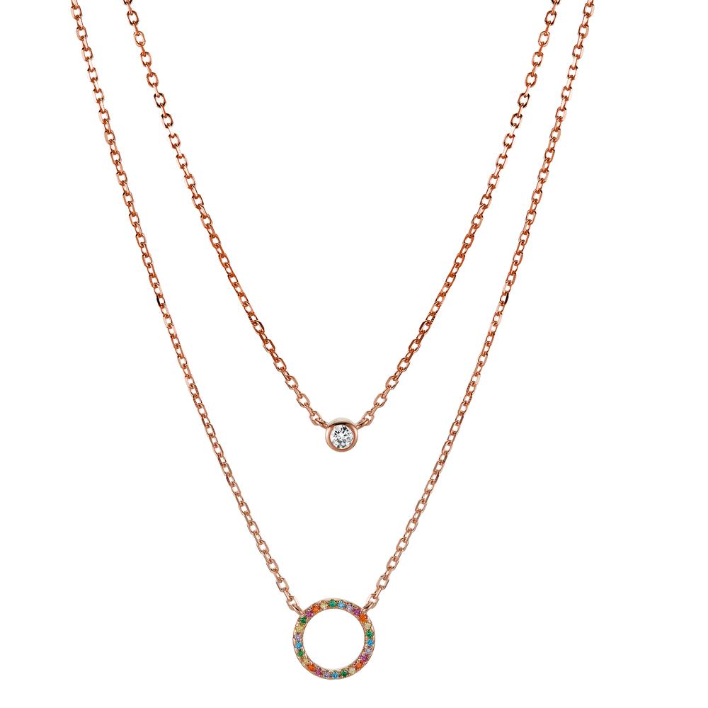 Collier Argent Zircone coloré rosé Plaqué or 42-45 cm-604526