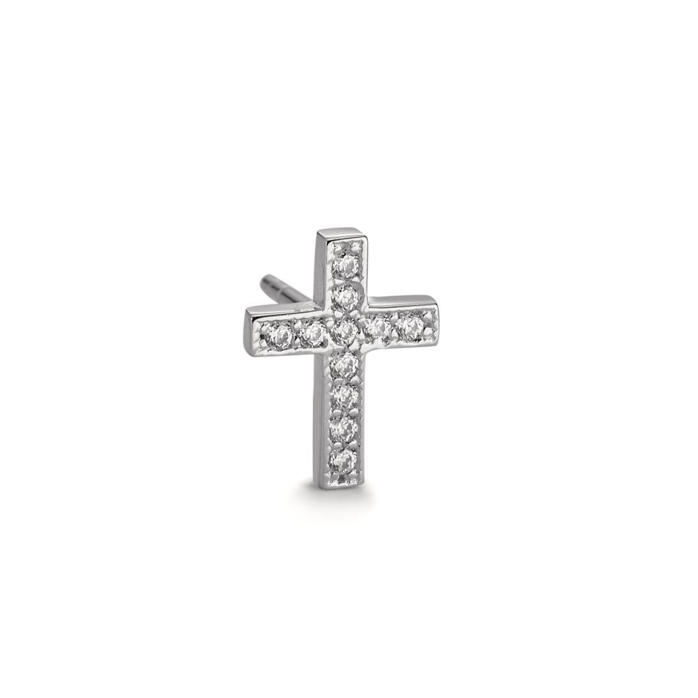 Clous d'oreille à l'unité Argent Zircone 11 Pierres Rhodié Croix-604535