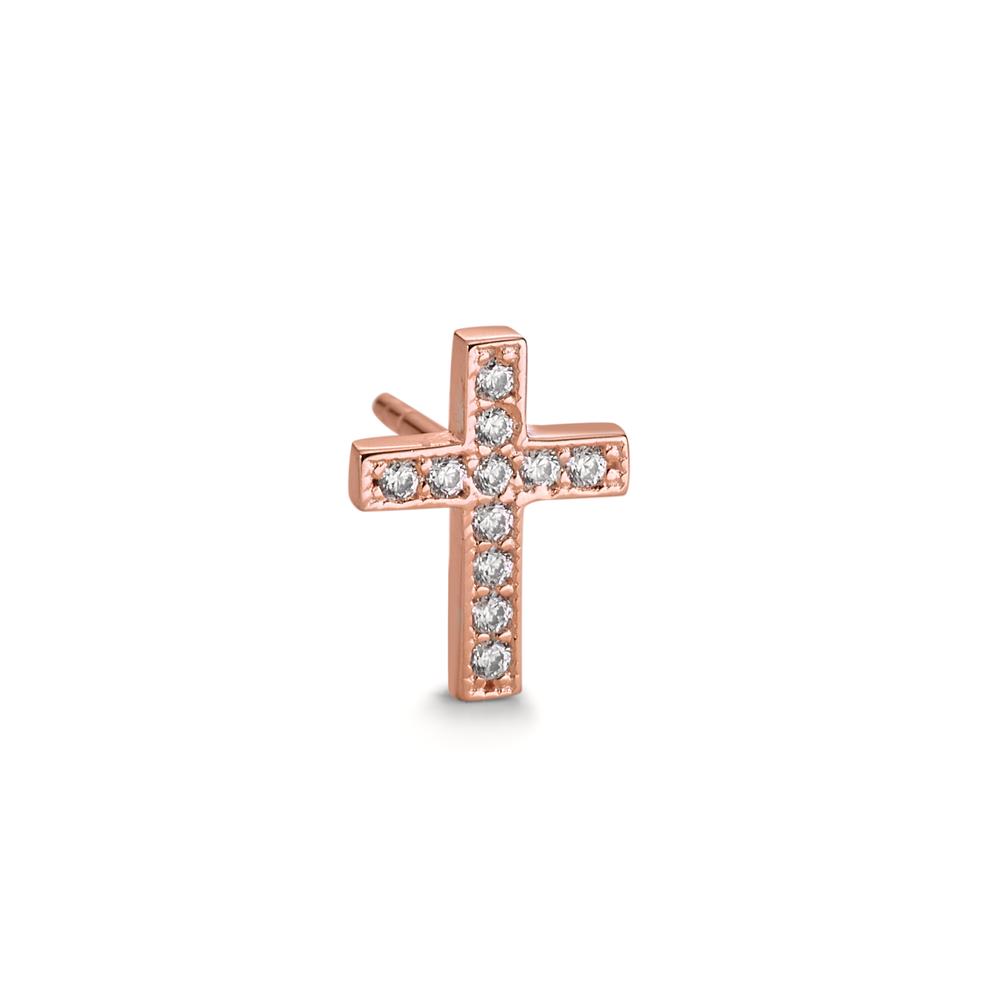 Clous d'oreille à l'unité Argent Zircone 11 Pierres rosé Plaqué or Croix-604536