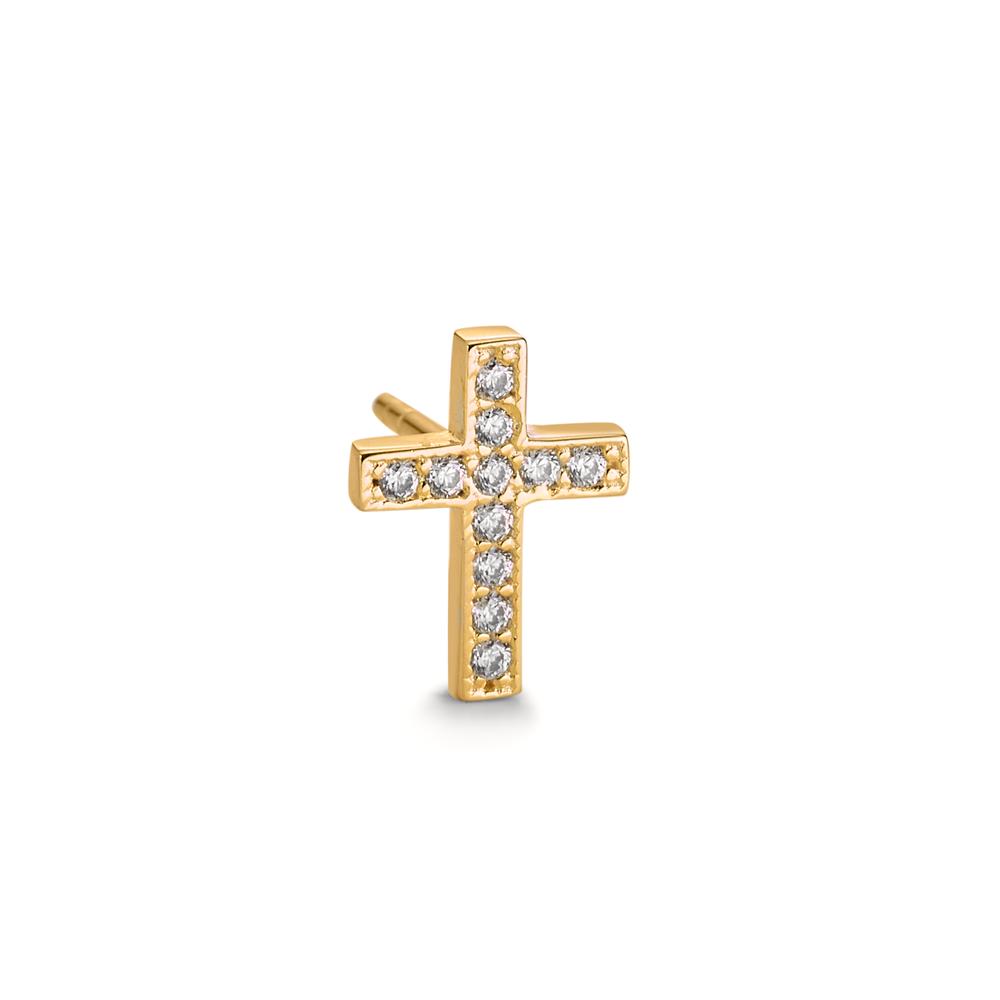 Clous d'oreille à l'unité Argent Zircone 11 Pierres jaune Plaqué or Croix-604537