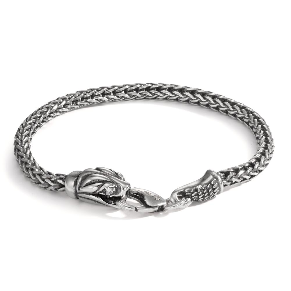 Bracelet Argent Zircone 2 Pierres Patinée Serpent 21 cm-604591