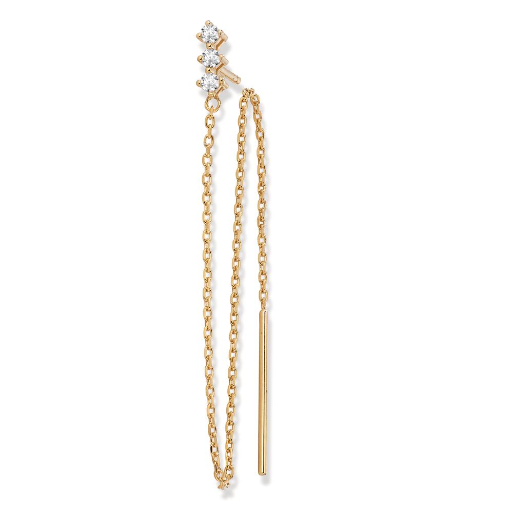 Clous d'oreille à l'unité Bronze Zircone 3 Pierres Plaqué or 13.5 cm-604601