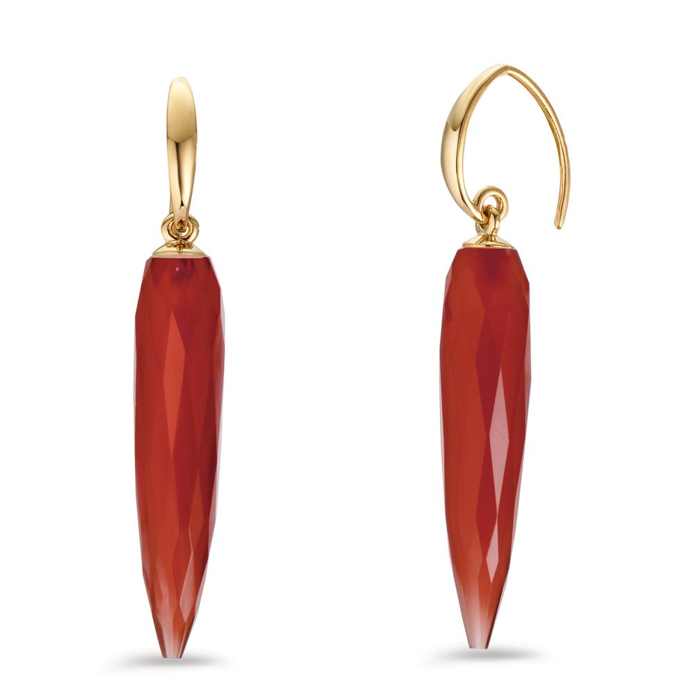 Pendant d'oreilles Argent Onyx cognac, 2 Pierres jaune Plaqué or-604759