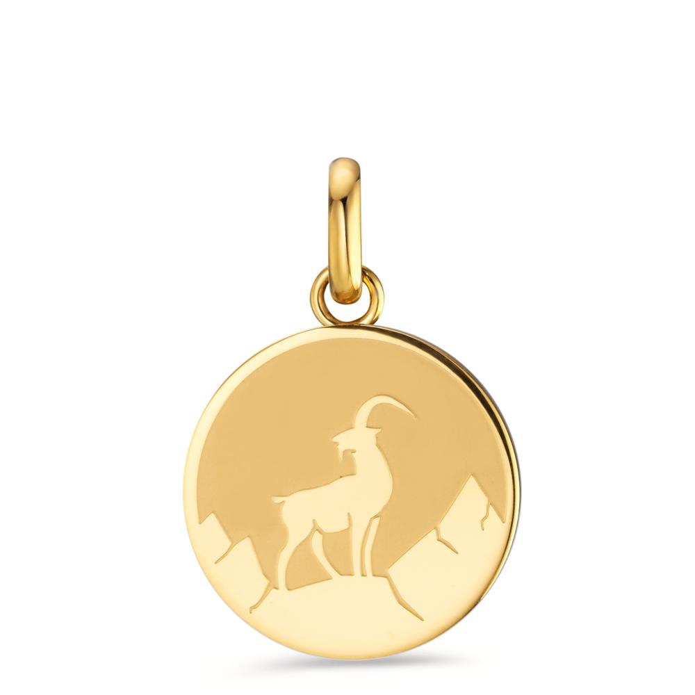 Pendentif Acier inoxydable jaune PVD Capricorne Ø18 mm-604799