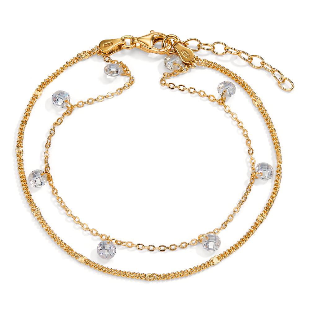 Bracelet Argent Zircone 8 Pierres jaune Plaqué or 17-20 cm-604862