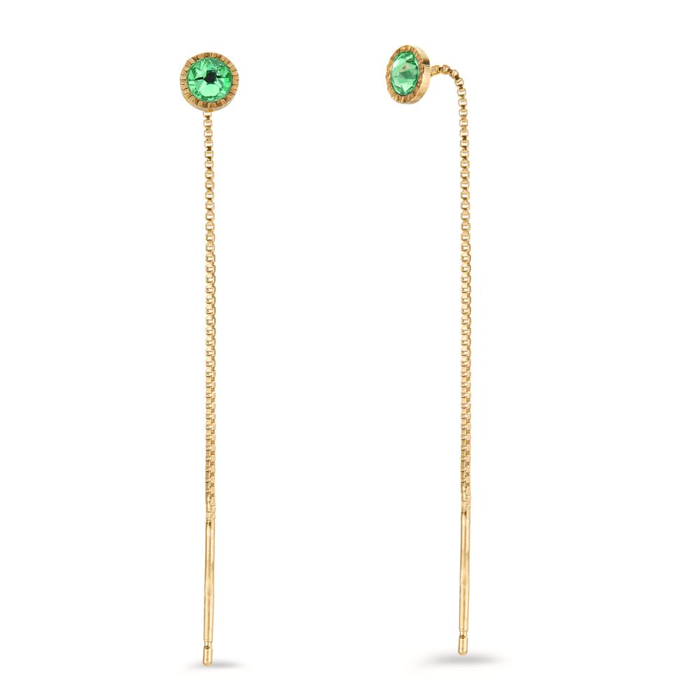 Pendant d'oreilles Argent Zircone vert, 2 Pierres jaune Plaqué or-604866