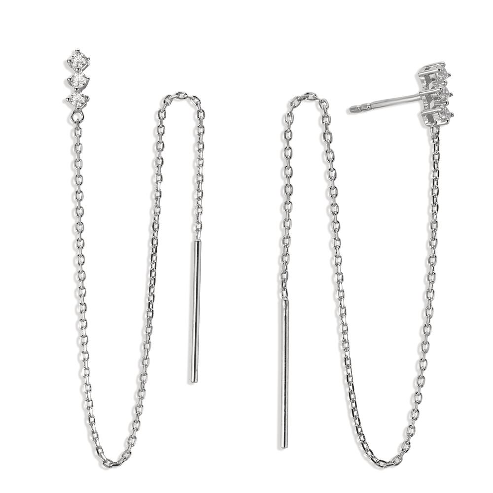 Boucles d'oreilles pendantes Argent Zircone 6 Pierres Rhodié-605136