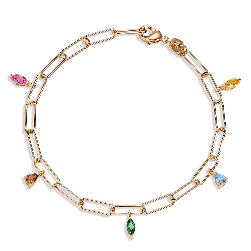 Bracelet Bronze Zircone coloré, 5 Pierres 18 cm-605156