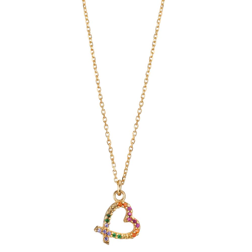 Collier Argent Zircone coloré jaune Plaqué or Coeur 42-45 cm-605279