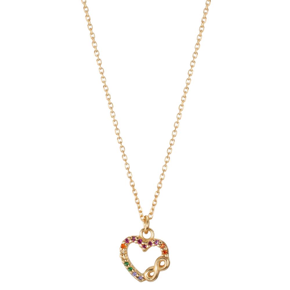 Collier Argent Zircone coloré jaune Plaqué or Coeur 42-45 cm-605282
